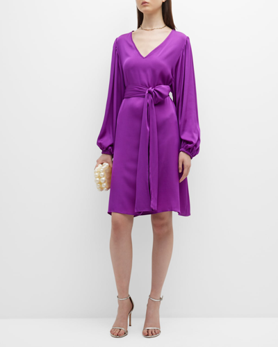 Nouvelle Silk95five Verbier Belted Blouson-sleeve Silk Dress In Ultra ...