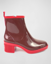 Kate Spade Puddle Vinyl Zip Rain Booties In Black/parchment