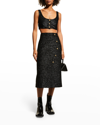 Ganni Sparkly Button-front Crop Top In Black