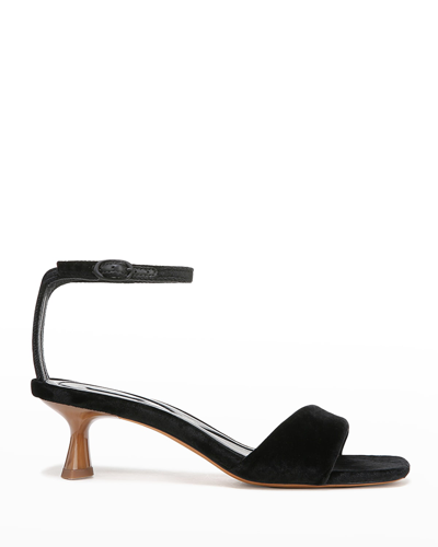 Vince Prue Velvet Ankle-strap Sandals In Black Suede
