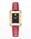 Versace Women's Flair Ion-plated Goldtone Leather Strap Watch In Black/red