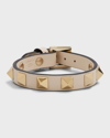 Valentino Garavani Leather Double-wrap Bracelet In Light Ivory