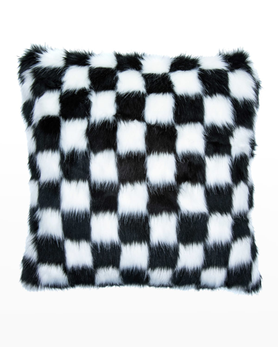 Mackenzie-childs Fab Fur Check Pillow - 20"