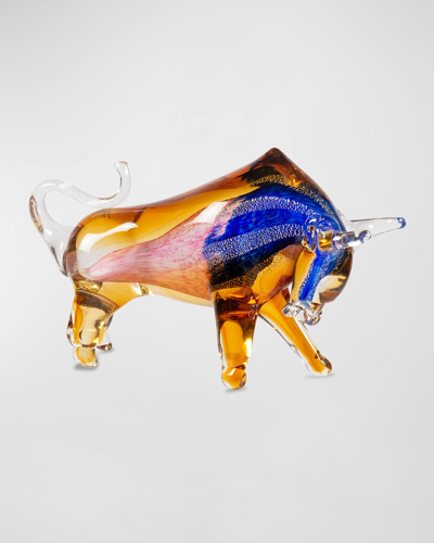 Dale Tiffany Rave Art Glass Bull Figurine In Multi
