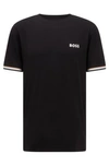 Hugo Boss X Matteo Berrettini Logo Crew-neck T-shirt With Signature Stripes In Black