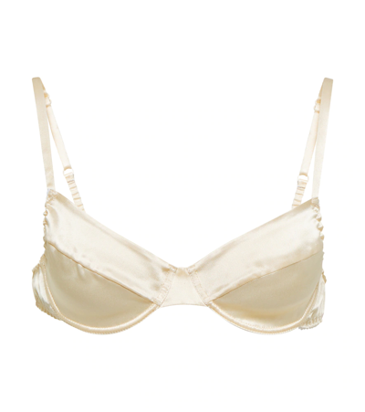 Miu Miu Underwired Satin Bra In Gold