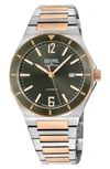 GEVRIL HIGH LINE TWO-TONE GOLDTONE PLATED AUTOMATIC BRACELET WATCH, 43MM