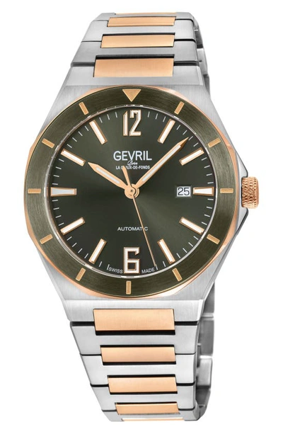Gevril High Line Two-tone Goldtone Plated Automatic Bracelet Watch, 43mm In Two Tone