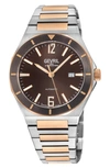 GEVRIL GEVRIL HIGH LINE TWO-TONE GOLDTONE PLATED AUTOMATIC BRACELET WATCH, 43MM