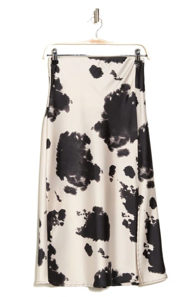 Renee C Cow Print Midi Skirt In Black