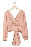 Renee C V-neck Solid Satin Top In Rose