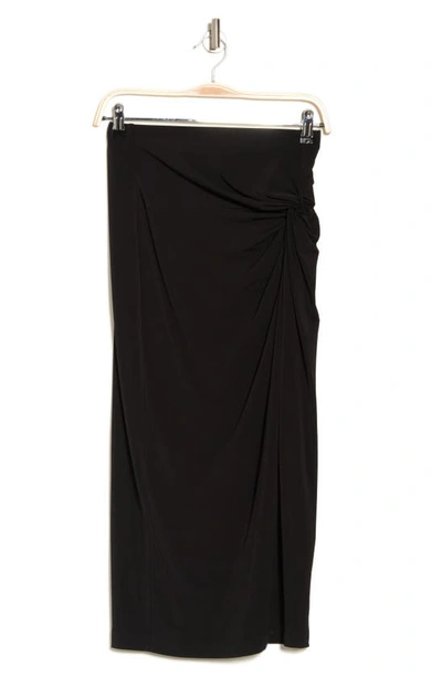 Renee C Ruched Solid Midi Skirt In Black