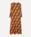 La Doublej Floral Striped-print Long-sleeve Maxi Swing Dress In Orange Gerber