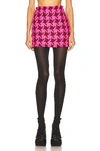 Versace Macro Check Virgin Wool Blend Tweed Miniskirt In Parade Red & Fuchsia