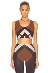 Burberry Chevron Check Print Cropped Top In Dark Birch Brown