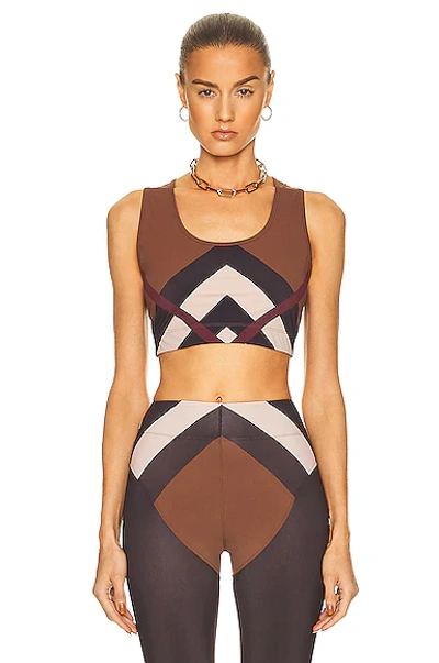 Burberry Chevron Check-print Cropped Vest Top In Dark Birch Brown