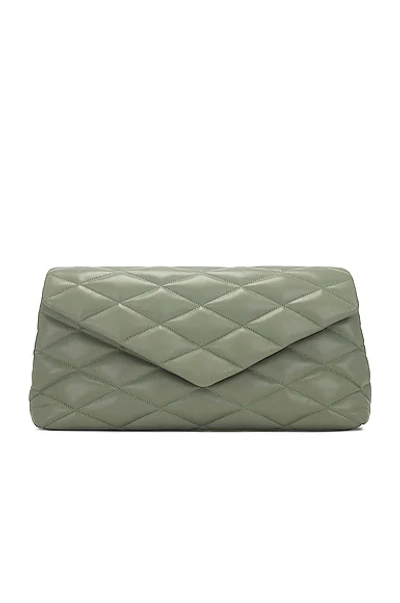 Saint Laurent Large Sade Clutch In Light Sage