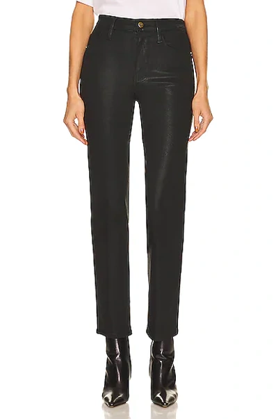 Frame Le Sylvie Coated High-rise Slim-leg Jeans In Coated Noir