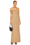 BRANDON MAXWELL OFF THE SHOULDER RIB KNIT GOWN