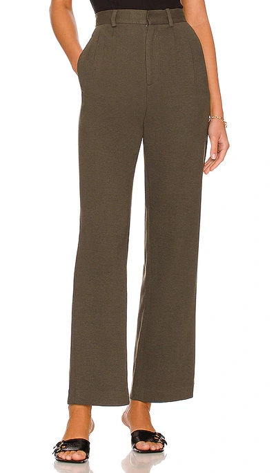 Monrow Bonded Thermal Pleated Trouser In Kale Green
