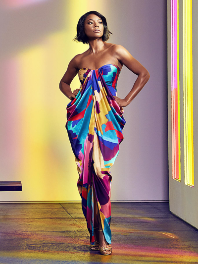 Gabrielle Union Multicolor Strapless Dress In Multi Color ModeSens