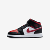 Jordan 1 Mid Big Kids' Shoes In Black,white,fire Red