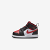 Jordan Babies' 1 Mid Infant/toddler Shoes In Black,white,fire Red