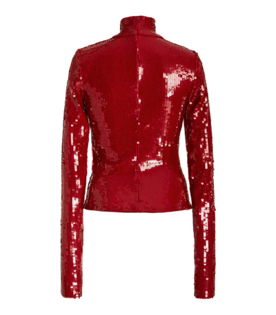 Laquan Smith Sequined Turtleneck In Red