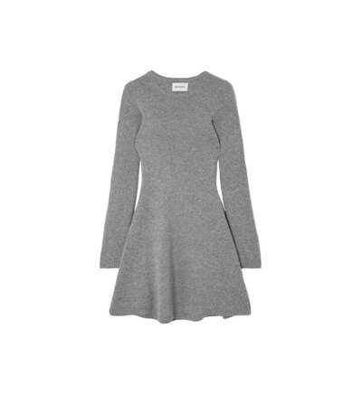 Khaite Fleurine Flared Cashmere Mini Dress In Grey