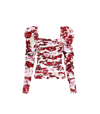 Aje Women's Marlene Ruched Cotton Top In Red/white