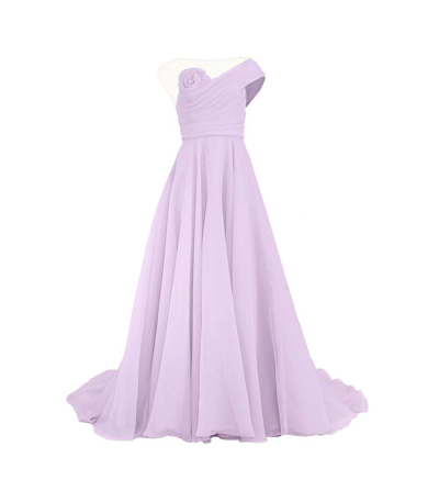 Marchesa Rose Draped One-shoulder Organza Gown In Lilac
