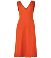 Victoria Beckham Twist-shoulder Fit-and-flare Dress In Orange