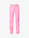 Good American Icon Straight-leg Mid-rise Faux Leather Trousers In Sorority Pink003