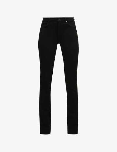 7 For All Mankind Kimmie Mid-rise Straight-leg Stretch-denim Jeans In Black