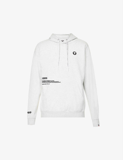 Aape One Badge Brand-patch Cotton-blend Hoody In Heather White