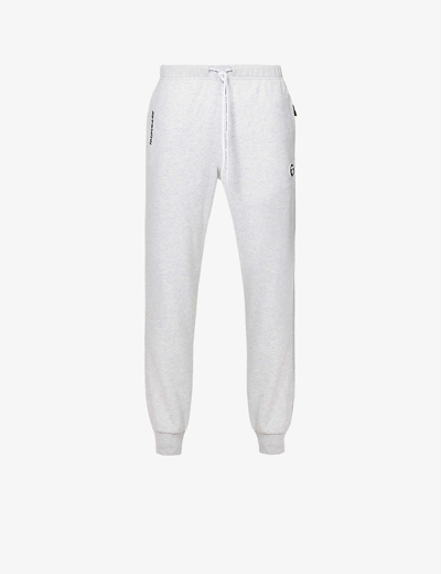 Aape Brand-patch Drawstring-waist Cotton-blend Jogging Bottoms In Heather White