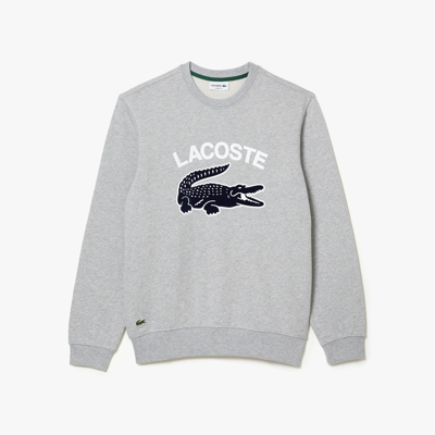 Lacoste Men's Crocodile Print Crew Neck Sweatshirt - 3xl - 8 In Grey