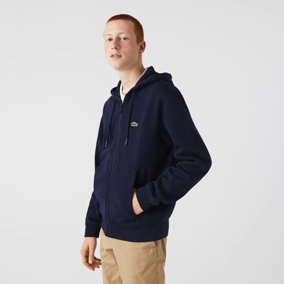 Lacoste Fleece Zipped Hoodie - S - 3 In Blue