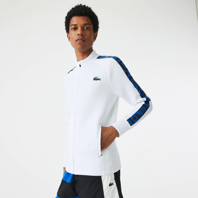 Lacoste Men's Sport Printed Zip-up Tennis Sweatshirt - Xxl - 7 In White