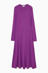 COS LONG-SLEEVED GATHERED JERSEY MIDI DRESS