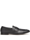 Zegna Black Natural Grain Leather Mocassin Loafer In Black