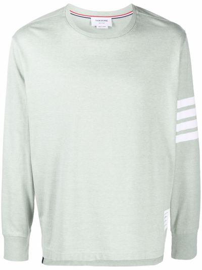 Thom Browne 4-bar Crew-neck Sweatshirt In White