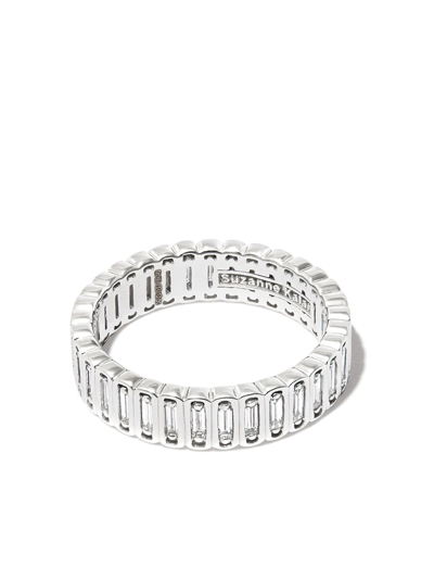 Suzanne Kalan 18kt White Gold Inlay Diamond Eternity Ring In Silver