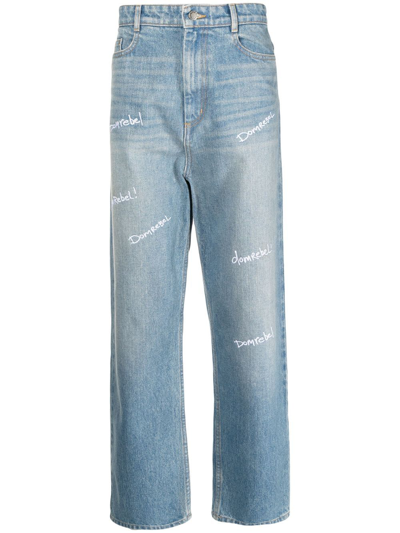 Domrebel Logo-embroidered Straight-leg Jeans In Blue