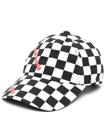Palm Angels Damier Checked Logo-print Cap In Black