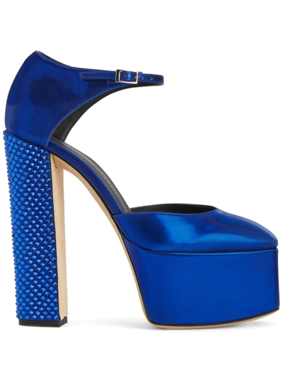 Giuseppe Zanotti Bebe Pixel 水台式高跟鞋 In Blue