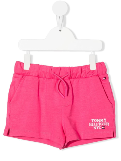 Tommy Hilfiger Junior Kids' Embroidered-logo Track Shorts In Pink