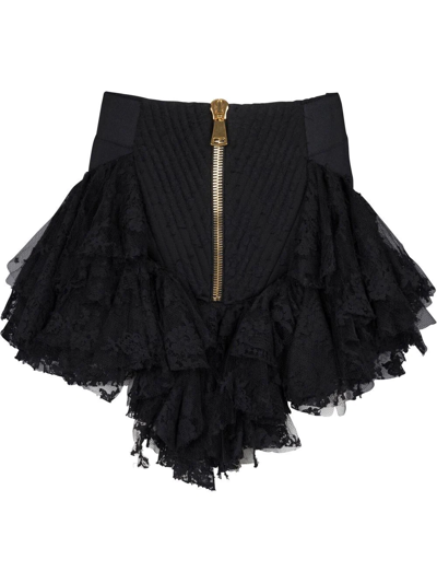 Balmain Zip-up Asymmetric Skirt In Black