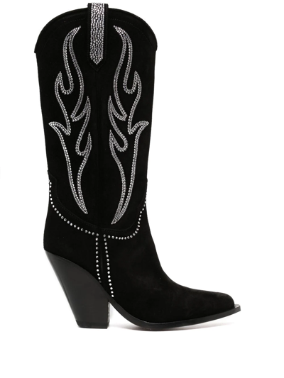 Sonora Santa Fe 90 Texan Ankle Boots In Black Suede