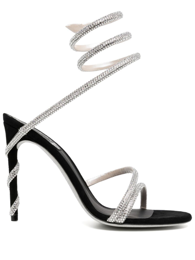 René Caovilla 110mm Crystal-embellished Sandals In Black